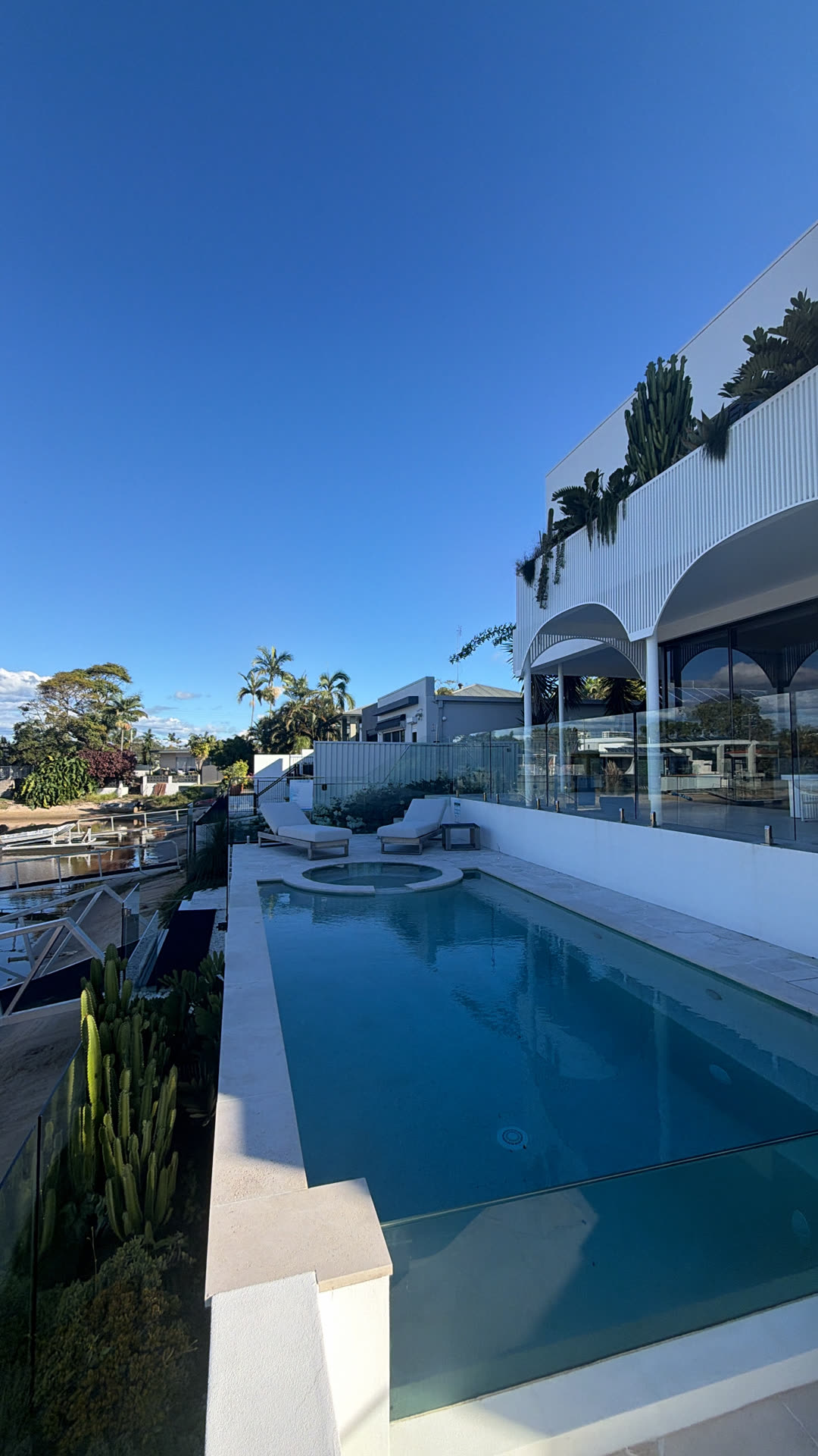Canal-front pool and outdoor space