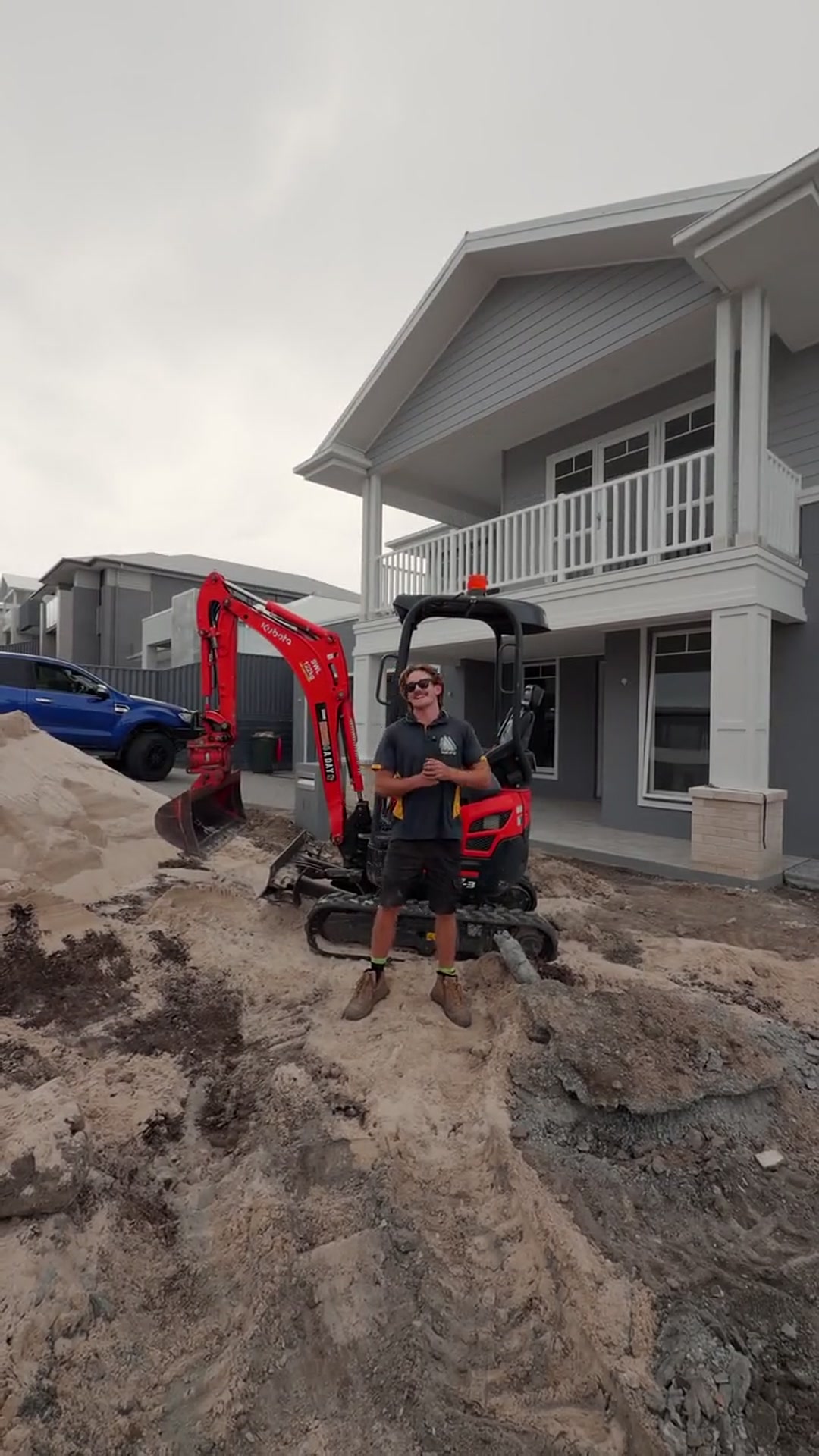 Mini excavator on a new-build site