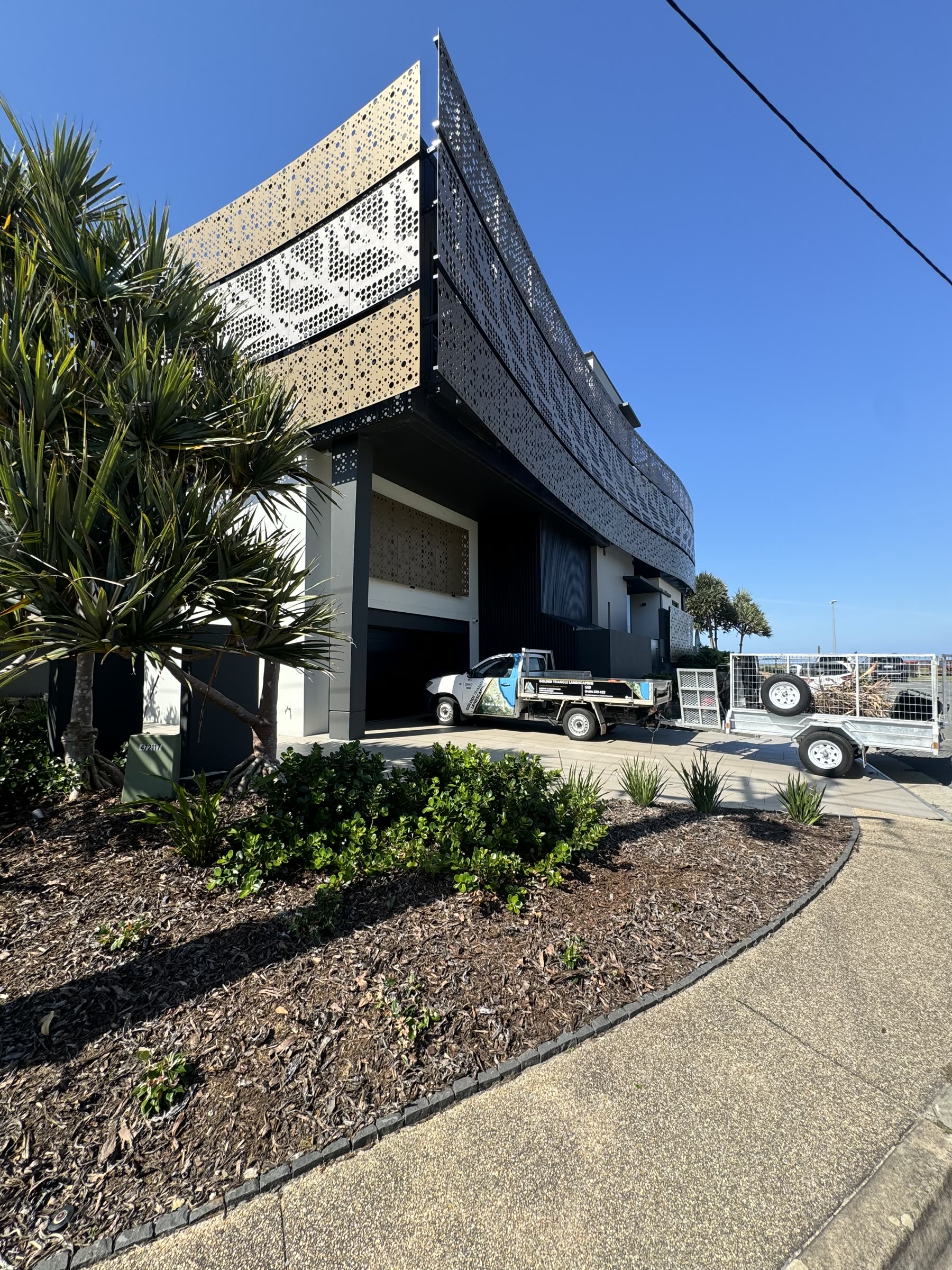 Grounds maintenance at an architectural commercial site