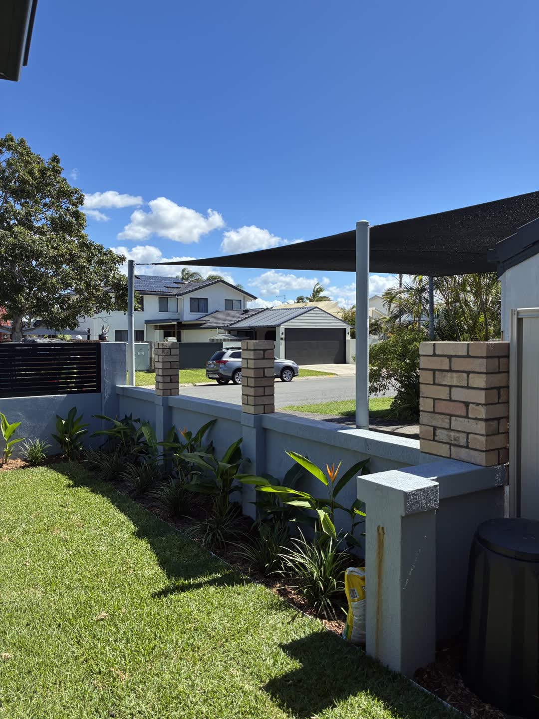 Rendered block walls on a coastal build